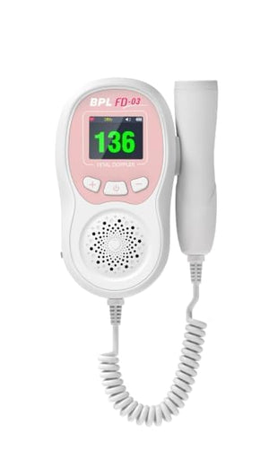 BPL Medical Technologies FD-03 Fetal Doppler Smart Noise Reduction & Heartbeat Detection Machine with in-Built Speaker for Home and Clinic Use - Pink & White