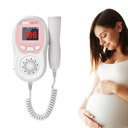 BPL Medical Technologies FD-03 Fetal Doppler Smart Noise Reduction & Heartbeat Detection Machine with in-Built Speaker for Home and Clinic Use - Pink & White