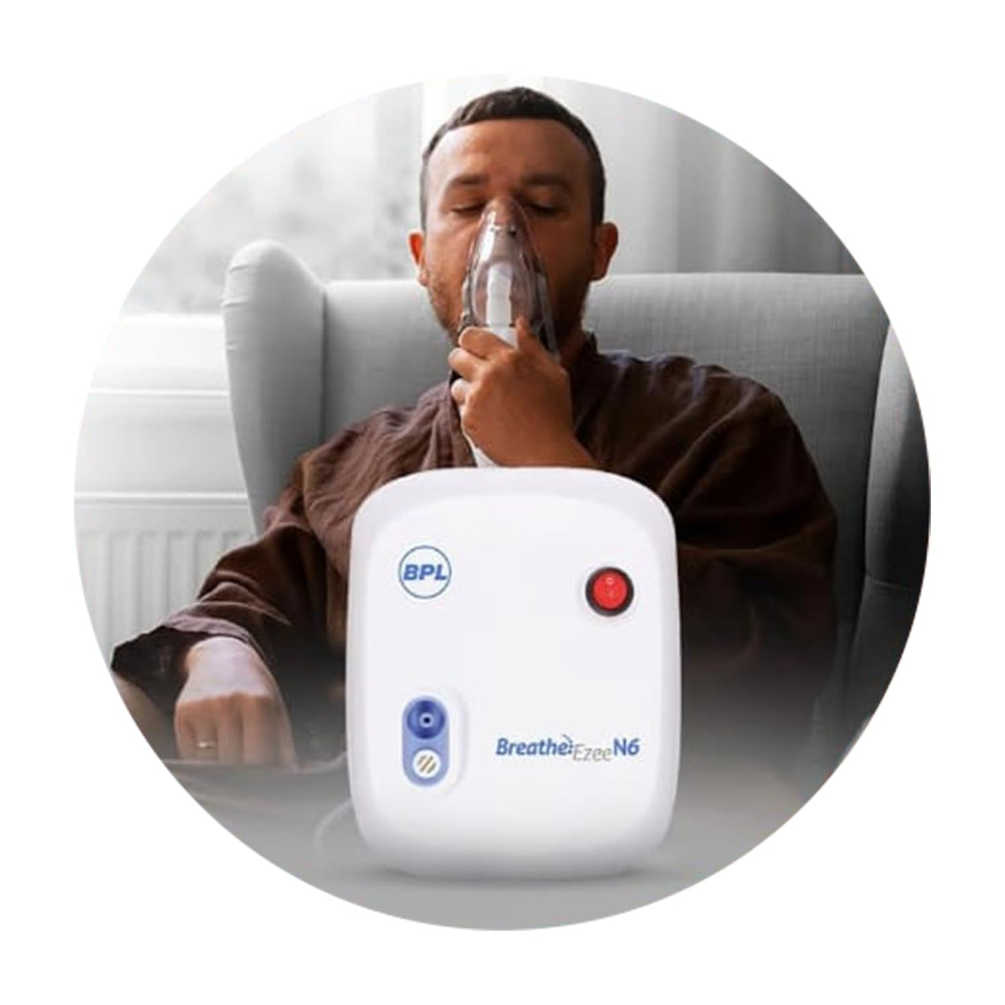BPL Medical Technologies Breathe Ezee N6 Low Noise Compressor Nebuliser Machine Kit For Child And Adult, Portable Nebulizer - White