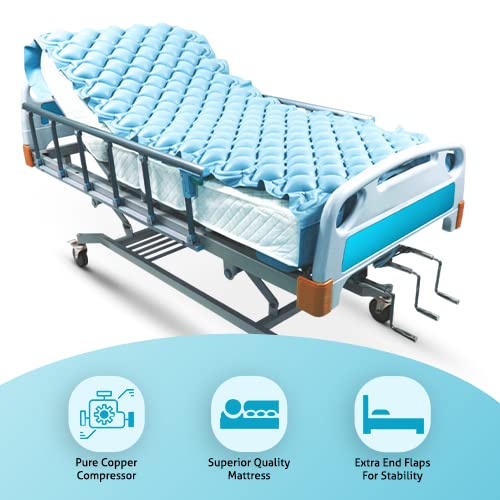 BPL Medical Technologies Pvc Medical Air Mattress Therapy for Bed Sores Anti-Decubitus Bubble Mattress Anti-Bedsore Air Mattress with Compressor Inflatable Air Bed,200x90x7 Centimeters, Blue