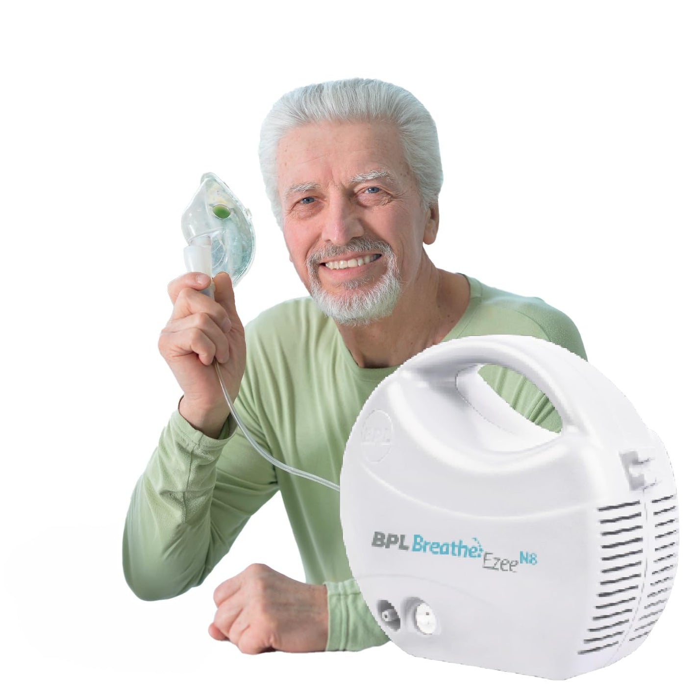BPL Medical Technologies Breathe Ezee N8 Nebulizer Low Noise Compressor Nebuliser Machine for Adults and Kids with Mask - (White)