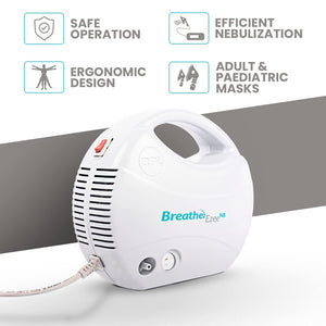 BPL Medical Technologies Breathe Ezee N8 Nebulizer Low Noise Compressor Nebuliser Machine for Adults and Kids with Mask - (White)