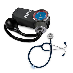 BPL Medical Technologies Aneroid Sphygmomanometer Manual Arm Blood Pressure Monitor | Stainless Steel Dual Premium Stethoscope, Black