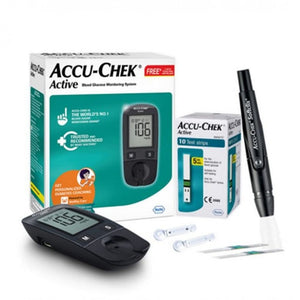 AccuChek Active Glucometer - Free 10 strips, lancing Device, 10 Lancets