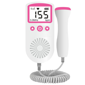 AccuSure Fetal Doppler Heart Rate Monitor, Headphone Jack Built in Speaker - (White and Pink).